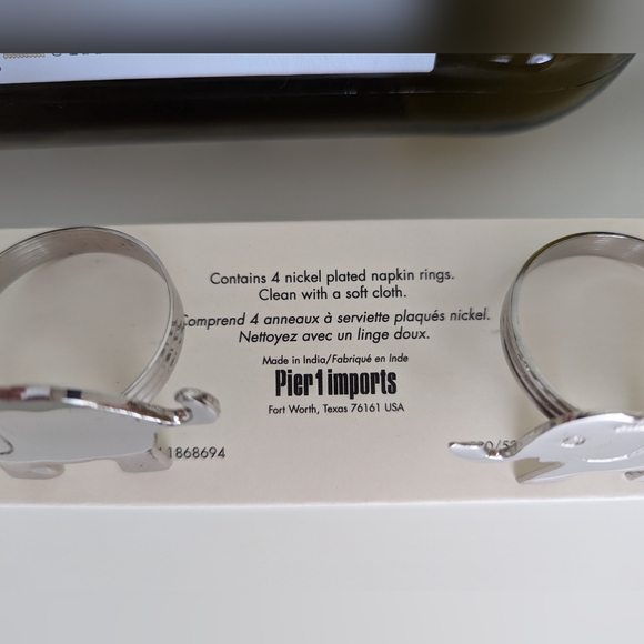 Elephant Napkin Rings Pier 1 Imports Nickel Plated Set of 4 Nice & Shiny - Picture 6 of 12